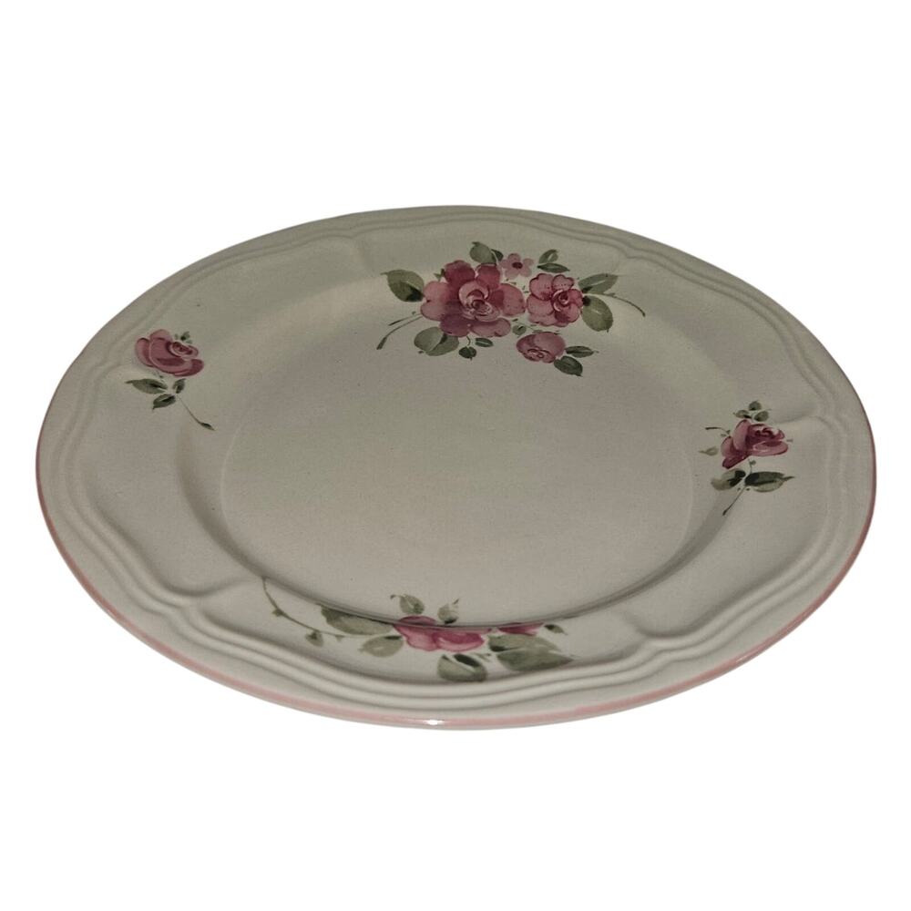 Gibson Rose Garden Salad Plates Set of 3 Pink Floral Embossed Rim 7.5" Vintage